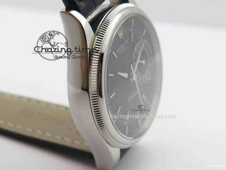 1218 Cellini Date VF Best Edition SS Black Dial Stick Markers On Black Leather Strap A Lightweight 3725